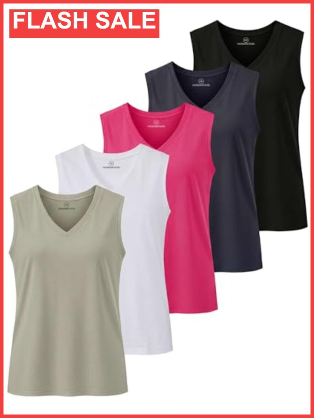 5 Pack Women's Cotton V Neck Tank Tops Sleeveless Camisole Basic Tanks Cami
